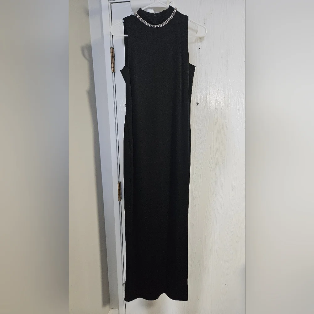SHOSHANNA Beaded Crepe Elegant Black Evening Trumpet Gown - Size 0 - Picture 3 of 4